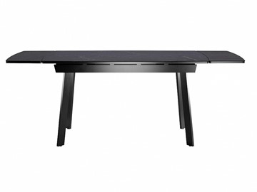 Кухонный стол раскладной Dikline US140 Стекло мрамор черный сатин/ножки черные в Тольятти - предосмотр 3