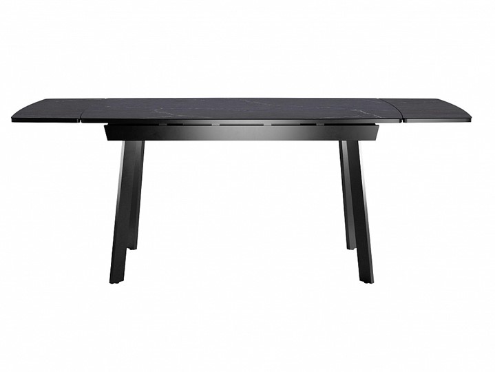 Кухонный стол раскладной Dikline US140 Стекло мрамор черный сатин/ножки черные в Тольятти - изображение 3