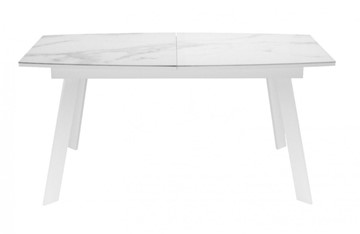 Обеденный раздвижной стол Dikline XLS160 мрамор белый глянец/ножки белые в Тольятти - предосмотр 1