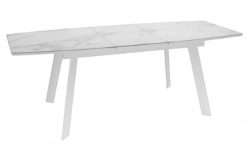 Обеденный раздвижной стол Dikline XLS160 мрамор белый глянец/ножки белые в Тольятти - предосмотр 2