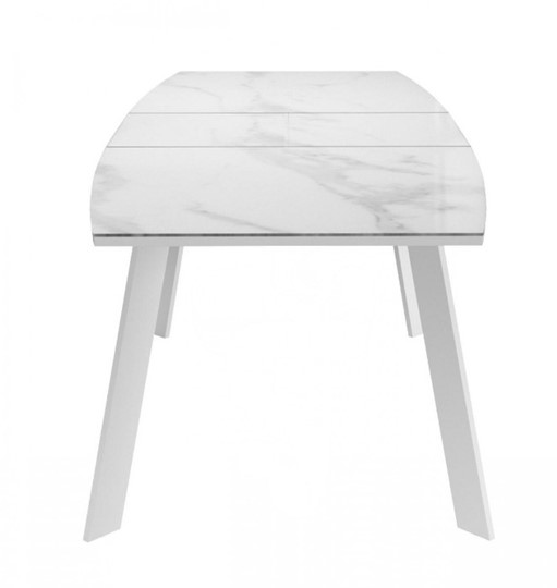 Обеденный раздвижной стол Dikline XLS160 мрамор белый глянец/ножки белые в Тольятти - изображение 3