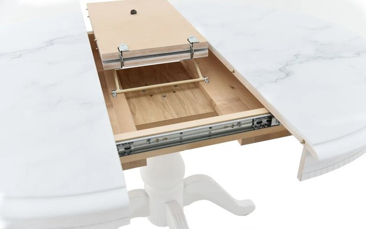 Кухонный стол раздвижной Фабрицио-1 Glass, Круг 1000, фотопечать (Мрамор 11) в Самаре - изображение 4