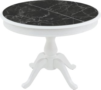 Кухонный раздвижной стол Фабрицио-1 Glass, Круг 1000, фотопечать (Мрамор 9) в Самаре