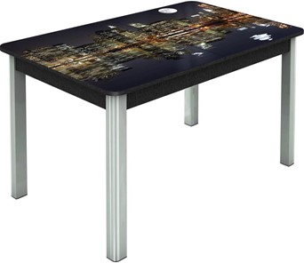 Кухонный стол раздвижной Гамбург исп.1 ноги метал. крашеные №23, Фотопечать (Города №8) в Тольятти