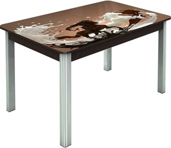 Обеденный раздвижной стол Гамбург исп.1 ноги метал. крашеные №23, Фотопечать (Кофе №18) в Сызрани