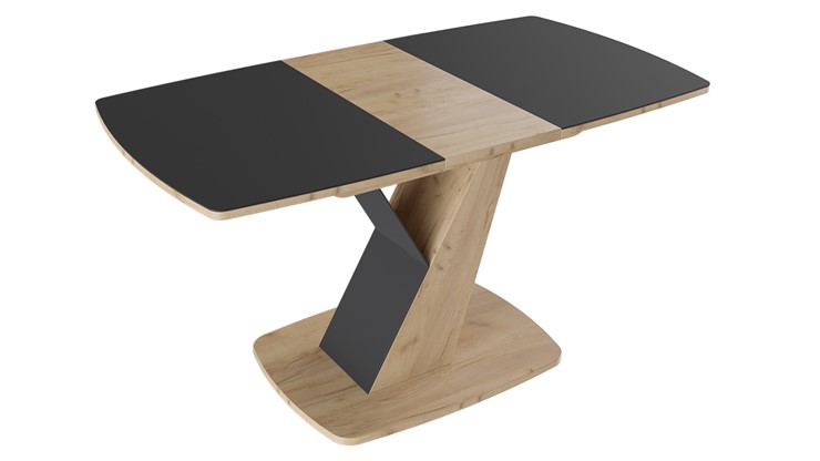 Кухонный раскладной стол Гарда тип 1, цвет Дуб крафт золотой/Стекло матовое черный графит в Самаре - изображение 1