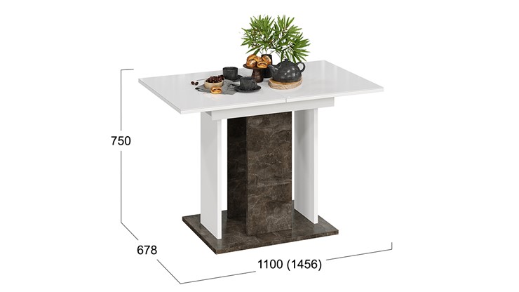 Кухонный раскладной стол Кёльн тип 1 (Ателье темный, Белый, Стекло Белый глянец) в Самаре - изображение 2