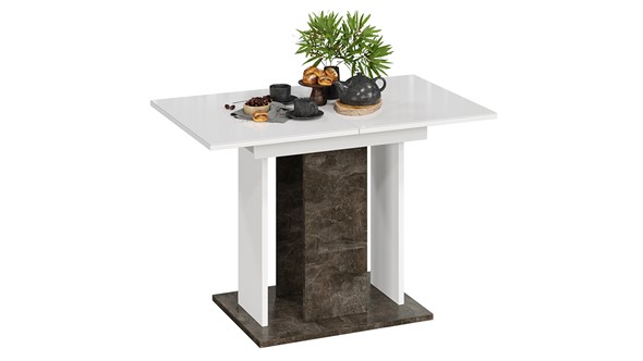Кухонный раскладной стол Кёльн тип 1 (Ателье темный, Белый, Стекло Белый глянец) в Самаре - изображение