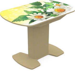 Кухонный стол раздвижной Корсика исп. 1 Фотопечать (Цветы №3) 1100(1415)*700 в Тольятти