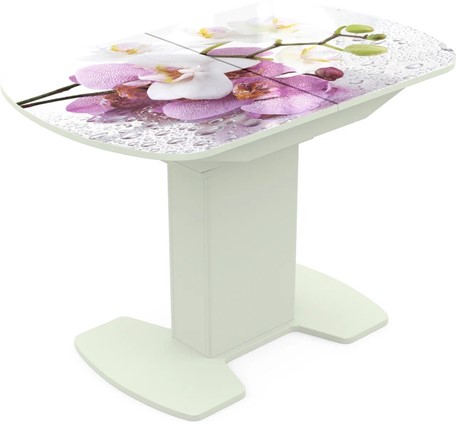 Кухонный стол раскладной Корсика исп. 2 Фотопечать (Цветы №44) 1200(1515)*800 в Самаре - изображение