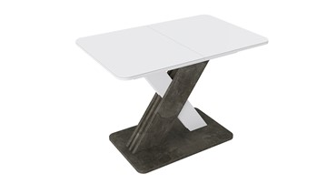Кухонный стол раскладной Люксембург тип 1 (Белый/Ателье темный/Стекло белое матовое) в Сызрани