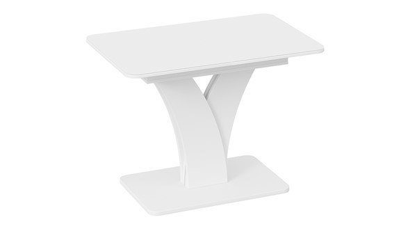 Кухонный раздвижной стол Люксембург тип 2 (Белый/Стекло белое матовое) в Тольятти - изображение