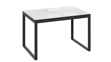 Кухонный раздвижной стол Маркус Тип 1 (Черный муар, Стекло белый мрамор) в Самаре - предосмотр 2