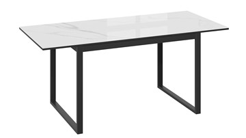 Кухонный раздвижной стол Маркус Тип 1 (Черный муар, Стекло белый мрамор) в Самаре - предосмотр 3