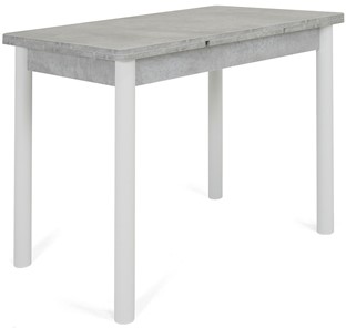Кухонный стол раскладной Милан-1 EVO, ноги металлические белые, светлый цемент в Тольятти