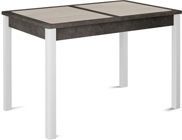 Кухонный стол раздвижной Ницца-1 ПЛ (ноги белые, плитка бежевая/серый камень) в Тольятти