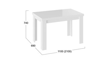 Стол раздвижной Норман тип 1, цвет Белый/Стекло белый глянец в Тольятти - предосмотр 2