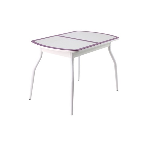 Кухонный стол раздвижной ПГ-01 СТК, белый/фиолетовый/крокодил белый/белый в Самаре - изображение 1