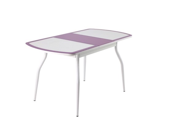 Кухонный стол раздвижной ПГ-01 СТК, белый/фиолетовый/крокодил белый/белый в Самаре - изображение