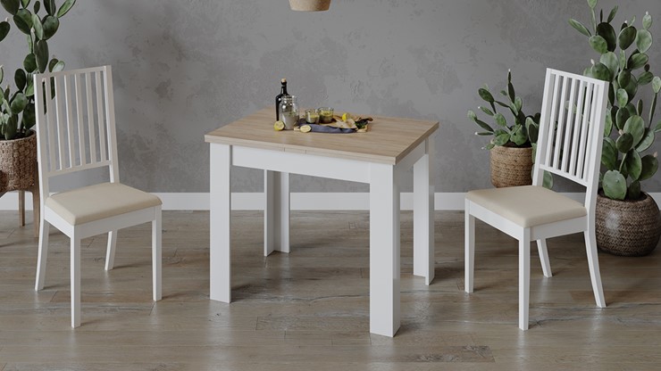 Кухонный раскладной стол Промо тип 3 (Белый/Дуб сонома светлый) в Самаре - изображение 5