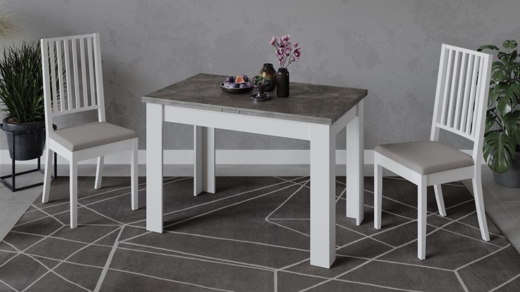 Кухонный стол раскладной Промо тип 4 (Белый/Ателье темный) в Самаре - изображение 5