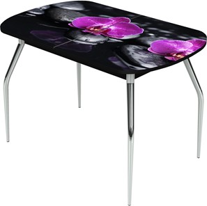Обеденный раздвижной стол Ривьера исп.1 ноги метал. крашеные №24 Фотопечать (Цветы №14) в Тольятти