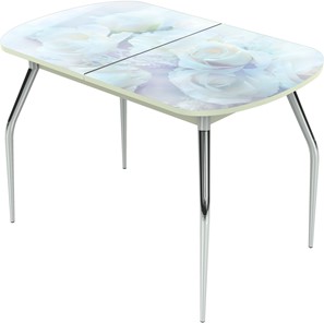 Кухонный стол раздвижной Ривьера исп.1 ноги метал. крашеные №24 Фотопечать (Цветы №36) в Самаре