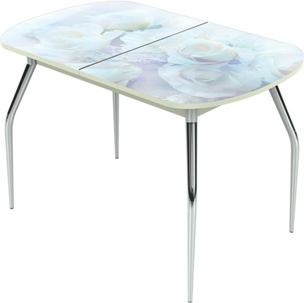 Кухонный стол раздвижной Ривьера исп.1 ноги метал. крашеные №24 Фотопечать (Цветы №36) в Самаре - изображение