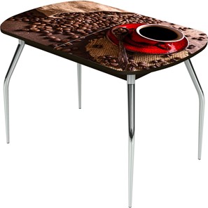 Кухонный стол раскладной Ривьера исп.1 ноги метал. крашеные №24 Фотопечать (Кофе №4) в Самаре