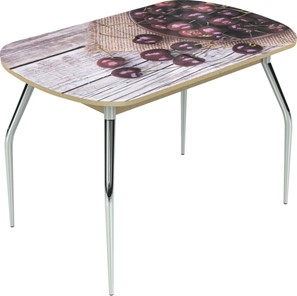 Обеденный раздвижной стол Ривьера исп.2 ноги  хром. №5 Фотопечать (Фрукты №29) в Самаре