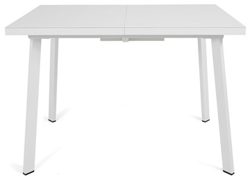 Кухонный стол раскладной Сальвадор-1G (ноги белые, стекло cristal/белый цемент) в Самаре - предосмотр 1
