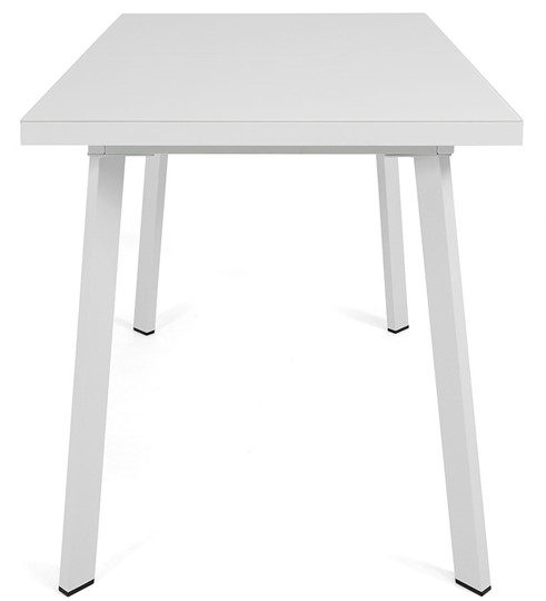 Кухонный стол раскладной Сальвадор-1G (ноги белые, стекло cristal/белый цемент) в Тольятти - изображение 2