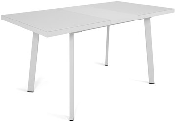 Кухонный стол раскладной Сальвадор-1G (ноги белые, стекло cristal/белый цемент) в Самаре - предосмотр 3