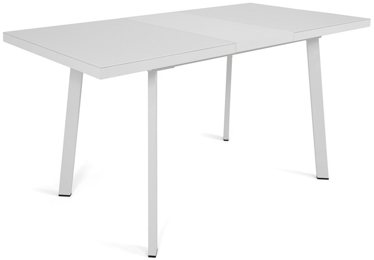 Кухонный стол раскладной Сальвадор-1G (ноги белые, стекло cristal/белый цемент) в Тольятти - изображение 3