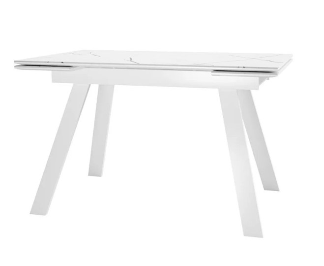 Кухонный раскладной стол SKL 140, керамика белый мрамор/подстолье белое/ножки белые в Сызрани - изображение 1