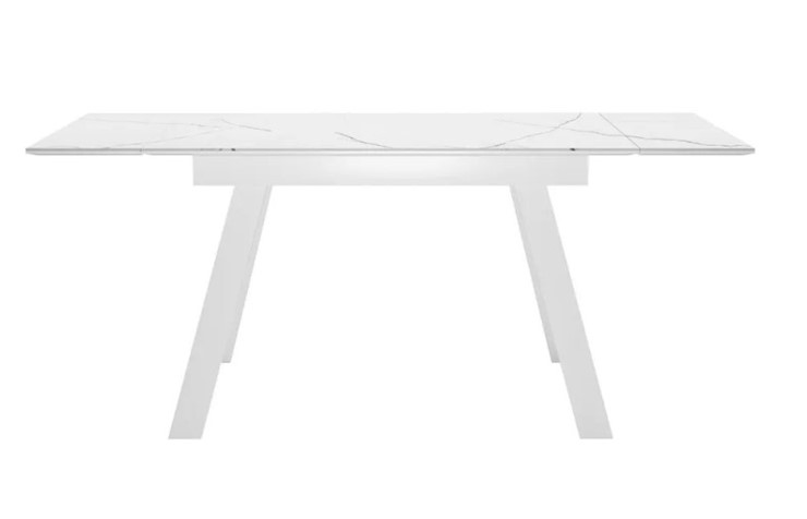 Кухонный раскладной стол SKL 140, керамика белый мрамор/подстолье белое/ножки белые в Сызрани - изображение 2
