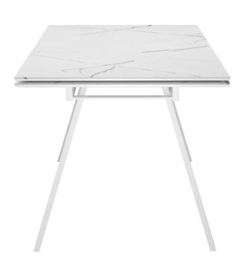 Кухонный раскладной стол SKL 140, керамика белый мрамор/подстолье белое/ножки белые в Тольятти - предосмотр 3