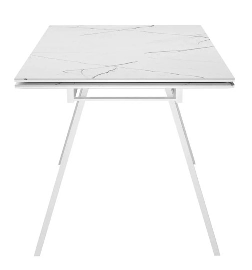 Кухонный раскладной стол SKL 140, керамика белый мрамор/подстолье белое/ножки белые в Сызрани - изображение 3