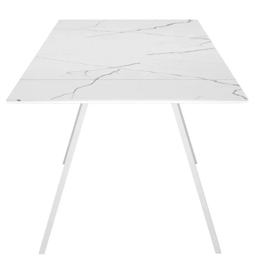 Кухонный раскладной стол SKL 140, керамика белый мрамор/подстолье белое/ножки белые в Тольятти - изображение 4