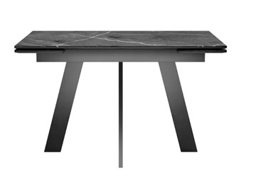 Кухонный стол раскладной SKM 120, керамика черный мрамор/подстолье черное/ножки черные в Сызрани - предосмотр 2