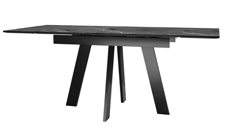 Кухонный стол раскладной SKM 120, керамика черный мрамор/подстолье черное/ножки черные в Сызрани - изображение 3