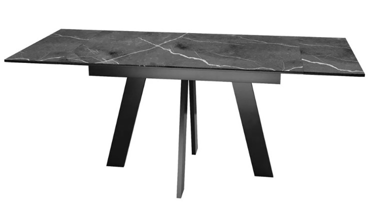 Кухонный стол раскладной SKM 120, керамика черный мрамор/подстолье черное/ножки черные в Сызрани - изображение 5