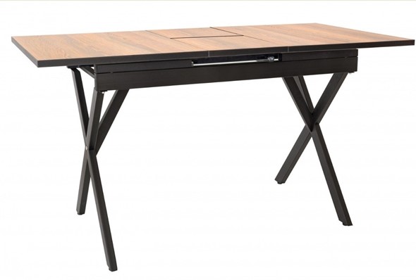 Кухонный стол раскладной Стайл № 11 (1100/1500*700 мм.) столешница Оптивайт , фотопечать, форма Флан, с механизмом бабочка в Сызрани - изображение