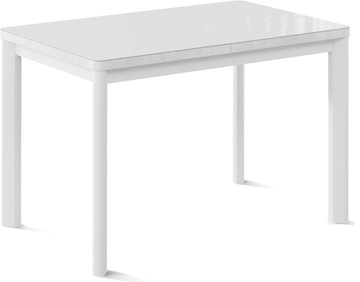Обеденный раздвижной стол Токио-2G (ноги металлические белые, cтекло cristal/белый цемент) в Сызрани