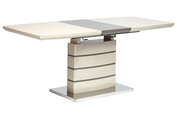 Раздвижной стол WOLF ( mod. 8053-2 ) мдф high gloss/закаленное стекло, 120/160x80x76, слоновая кость/латте в Тольятти