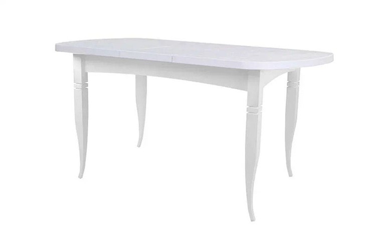 Кухонный стол раскладной Ялта с резными опорами Белый/Ясень Анкор светлый в Самаре - изображение 1