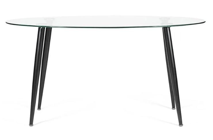 Стол обеденный KASSEL (mod. DT333) металл/закаленное стекло (10 мм), 150х90х75см, черный в Самаре - изображение 4