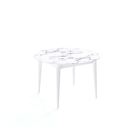 Обеденный раздвижной стол Kenner W1200 (Белый/Мрамор белый) в Тольятти - изображение