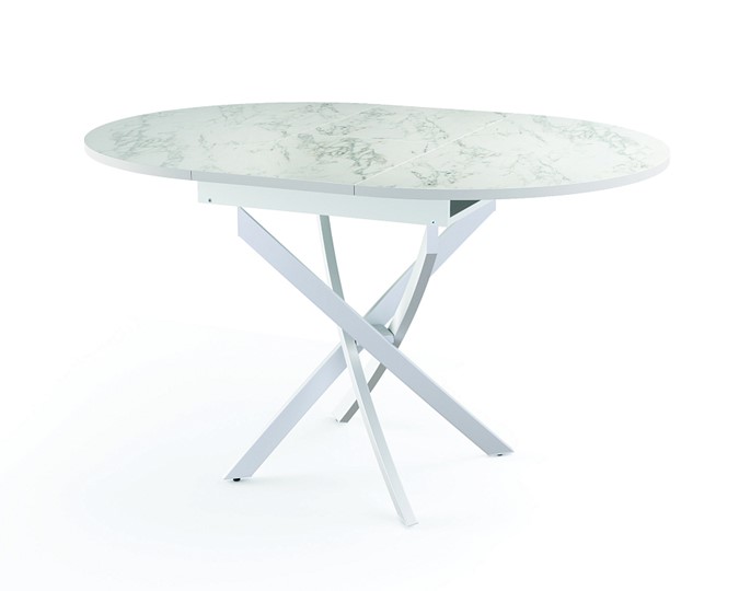 Стол обеденный 55.04 Адажио, мрамор белый/белый/металл белый в Самаре - изображение 1