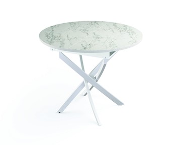 Раскладной стол 55.04 Адажио, мрамор белый/белый/металл белый в Самаре